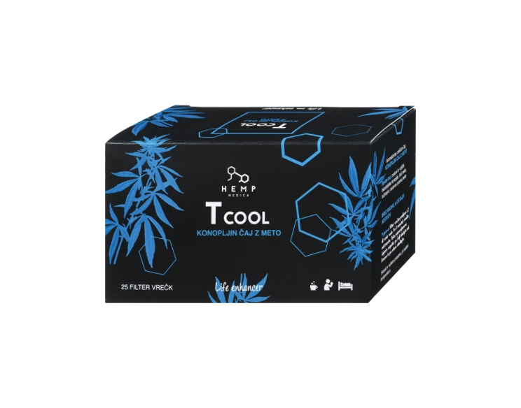 Hemp Medica T Cool konopljin čaj z meto, pomirjujoča zeliščna mešanica, 25 filter vrečk.